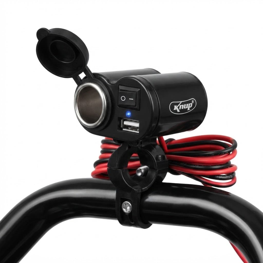 Carregador Moto Knup Kp-572 Usb 2a Tomada 12v Com Fusivel