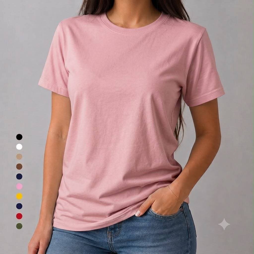 Camiseta Feminina Básica Lisa Manga Curta Gola Careca Tecido Confortável Premium