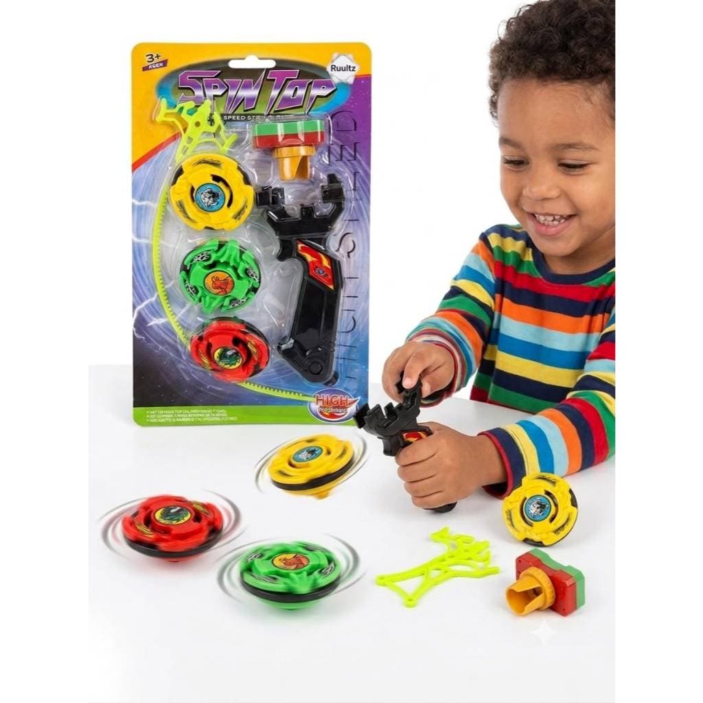 Pack 3 Beyblades Spin Com Piões Para Duelo e Lançador de Brinquedo