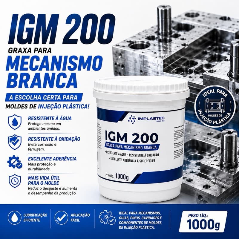 Graxa para Mecanismo Branca IGM 200 Implastec Resistente à Água e Oxidação