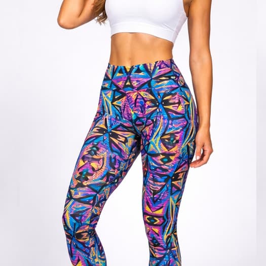 Legging Feminina Estampada Cintura Alta Poliamida Modeladora Não Transparente Academia Fitness