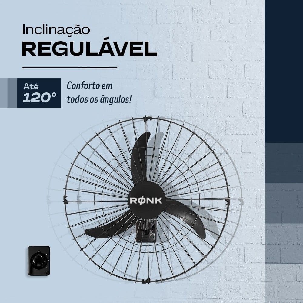 Kit com 3 Ventiladores De 60Cm 147W Oscilante De Parede Bivolt