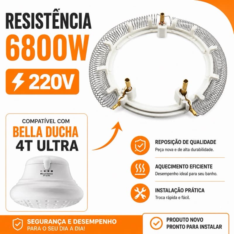 Resistência Lorenzetti Bella Ducha 4T Ultra 6800W 220V