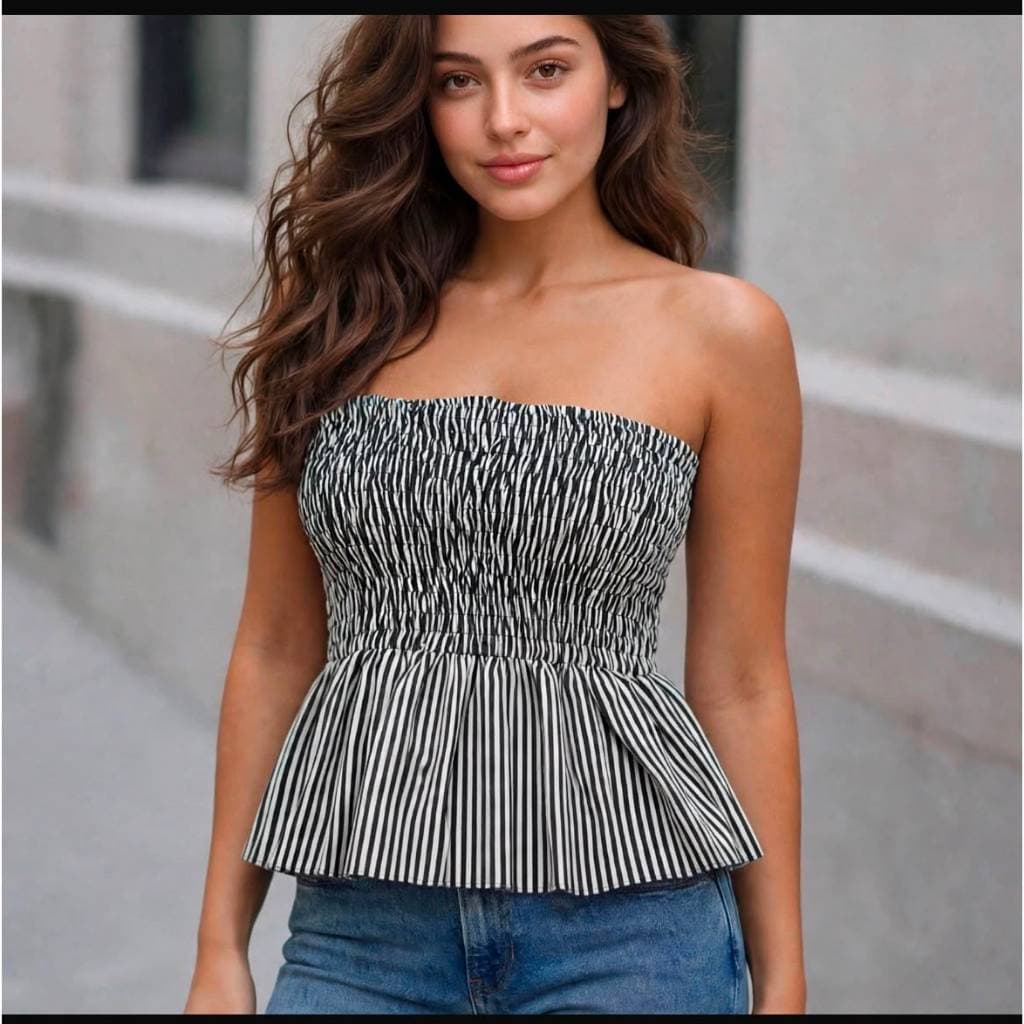 Blusa Feminina Tomara que Caia Batinha Lastex com Babadinhos Confortável Estilosa Moda Verão