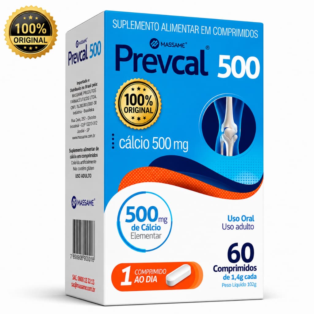 Prevcal 500mg - Suplemento de Cálcio Elementar para Saúde dos Ossos e Músculos