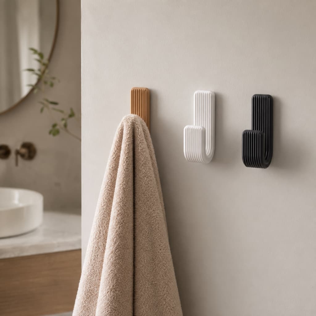 Gancho para Toalha de Parede em PLA – porta toalha para banheiro/lavabo, suporte para toalha de mão e rosto, organização