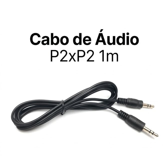 Cabo Auxiliar P2 x P2 1 Metro Áudio Estéreo Para Celular Notebook PC Caixa de Som Carro