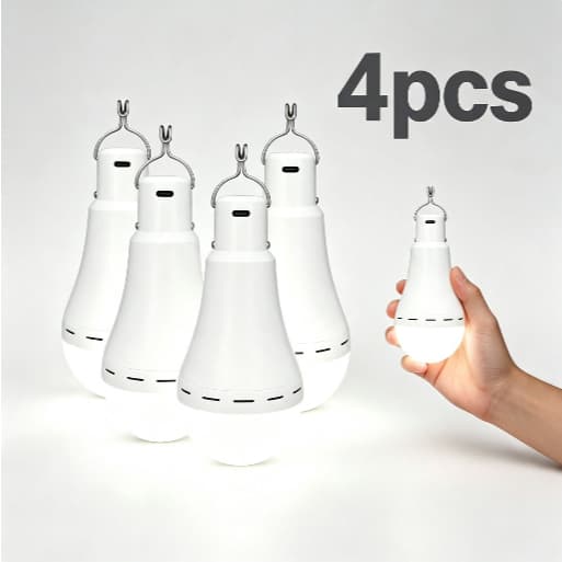Quatro lâmpadas de emergência recarregáveis, lâmpadas LED para acampar, portáteis, luzes de emergência multifuncionais