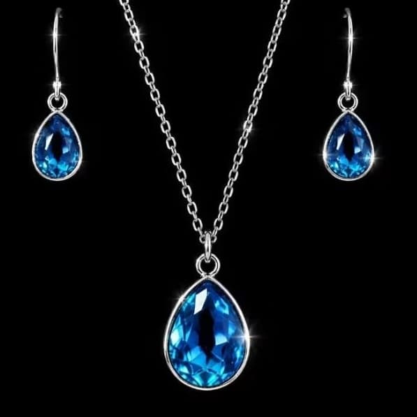 Conjunto Colar Brincos Gota Zircônia Aço Inox 316L Antialérgico Feminino Presente