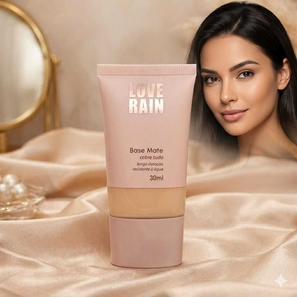 Base Mate Love Rain 30ml Alta Cobertura Longa Duração Resistente à Água Acabamento Matte Original