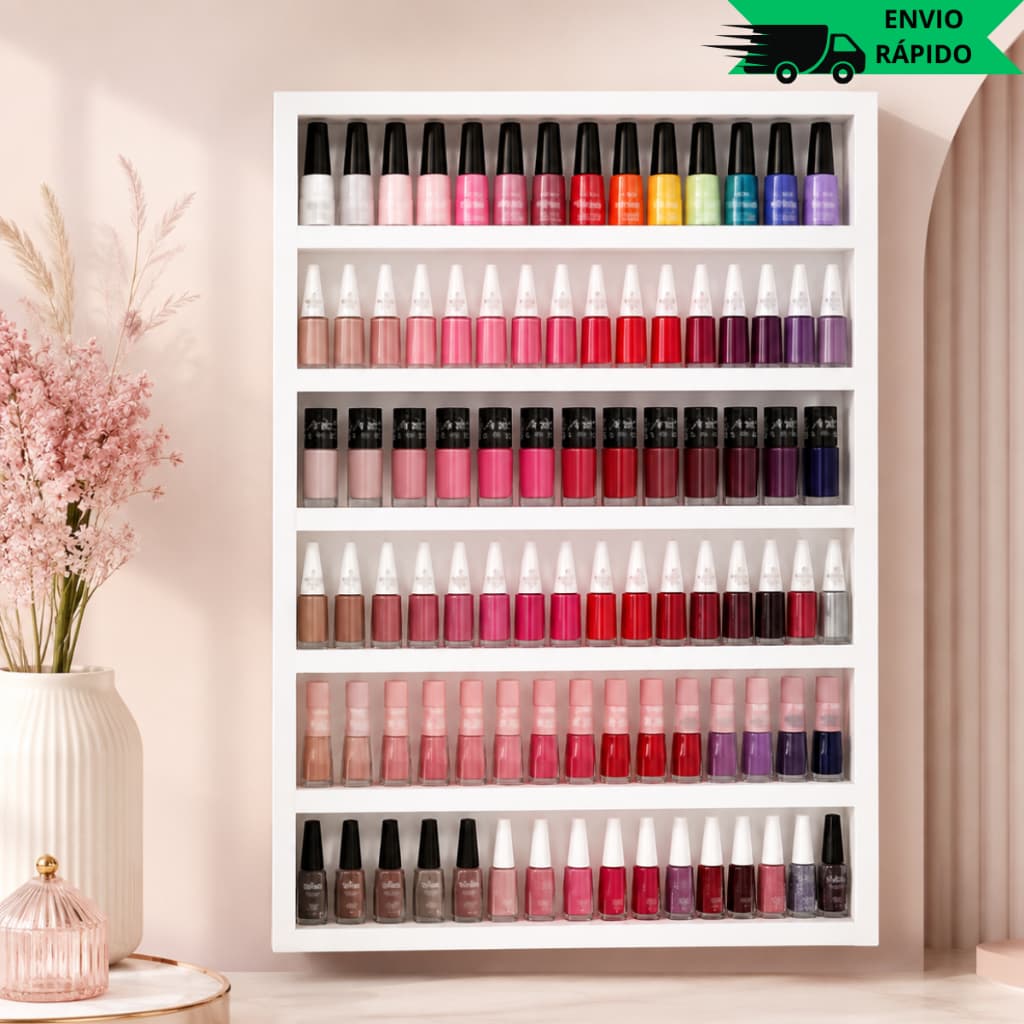 Expositor De Esmaltes MDF 60x60x6 Porta Esmaltes De Parede Organizador Manicure