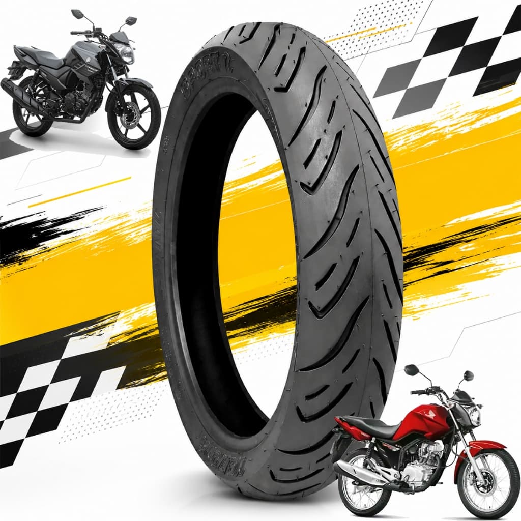 Pneu Traseiro CG 150 160 Titan YBR 90/90-18 Technic Sport R para uso com câmara de ar