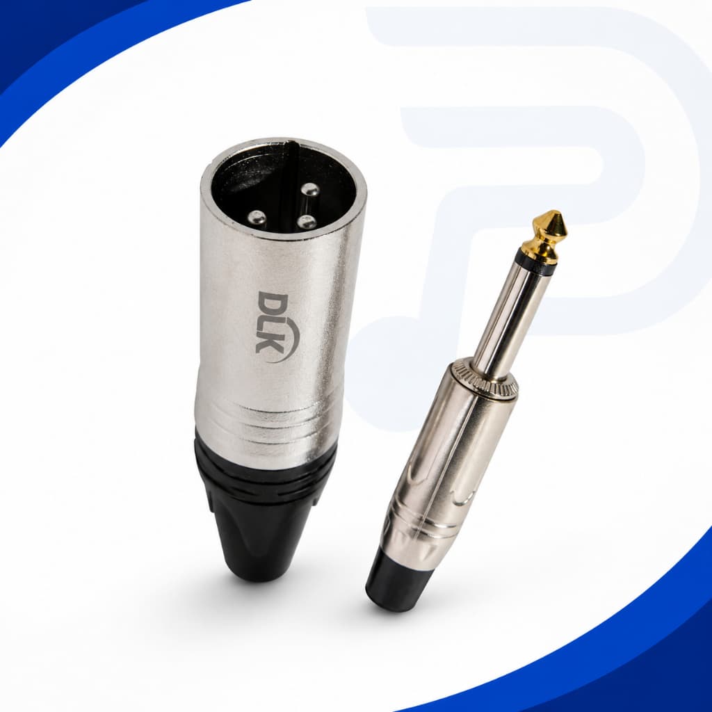 Plug/Conector P10 Mono Fenolite + Plug/Conector Xlr/Canon Macho DLK Para Cabo