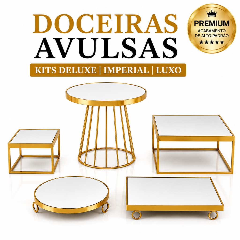 Doceiras Avulsas para Kit Festa em Ferro com Espelho | Boleiras e Bandejas l Deluxe l Luxo l Imperial