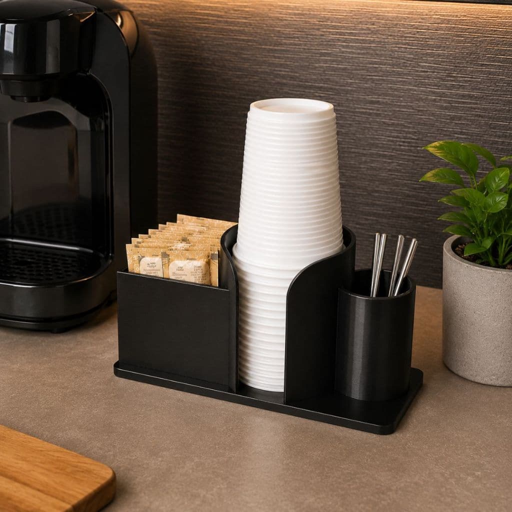 Organizador Cantinho do Café Porta Copos 200ml  Porta Açúcar Porta  Colher Café Suporte Bancada Café