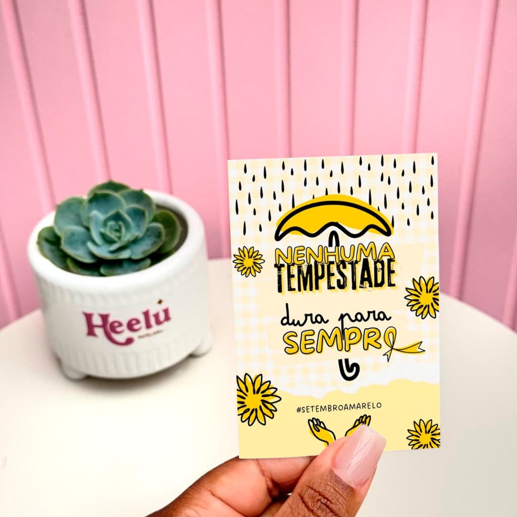 50/100 Folhetos Setembro Amarelo - Nenhuma Tempestade - Motivacional - Pronta Entrega
