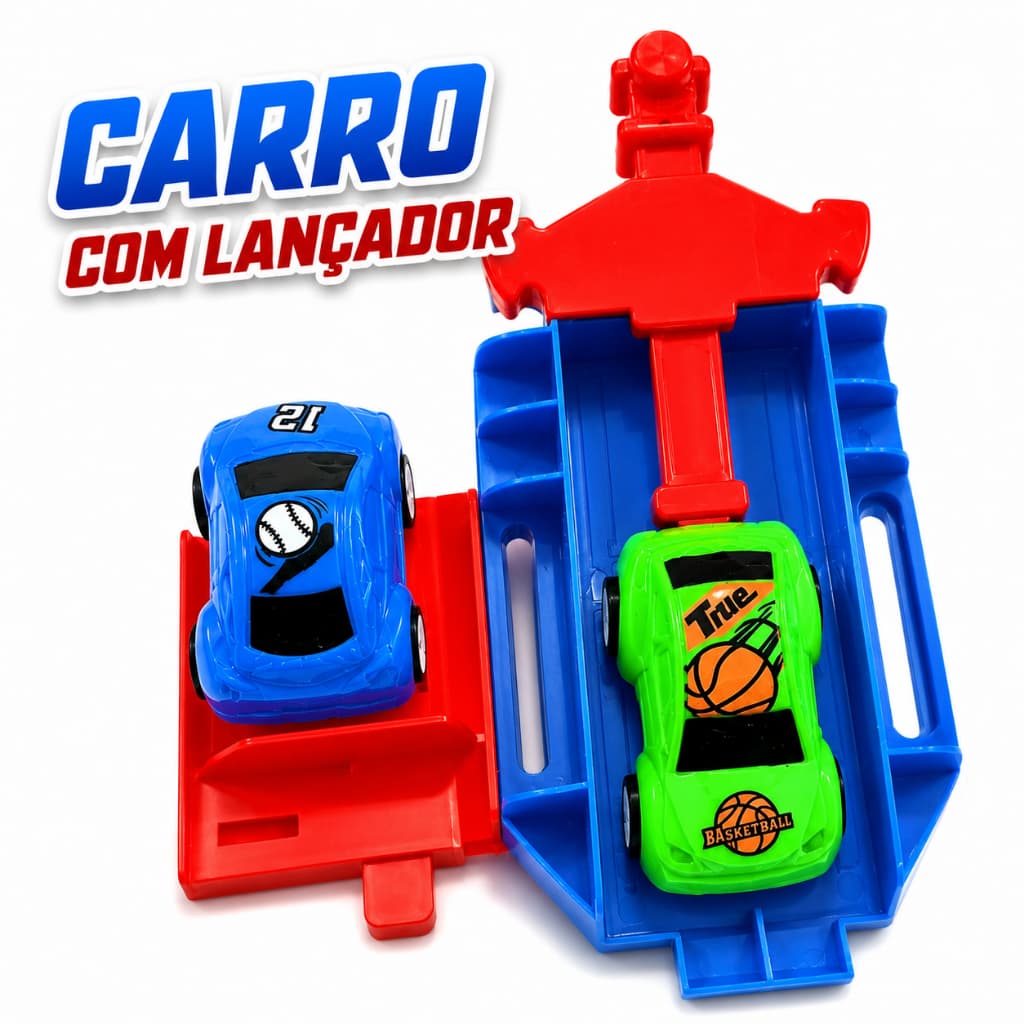 Pista de Carrinhos de Corrida com Lançador Brinquedo Infantil 2 Carrinhos Meninos