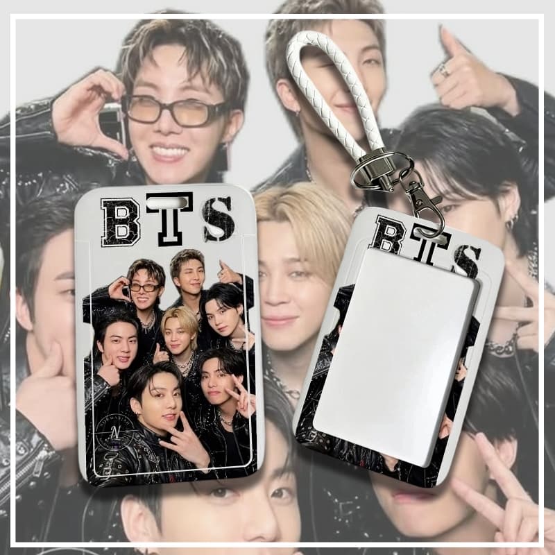 Adequado para BTS Portátil Porta Series Com Chaveiro De Escritório Escolar Protetor De Nome Caixa Cartão de transporte