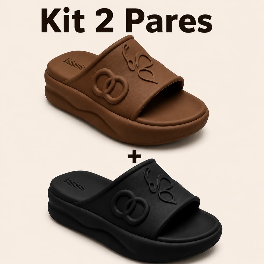 Kit 2 Pares Chinelo Plataforma Feminino Nuvem Confortável