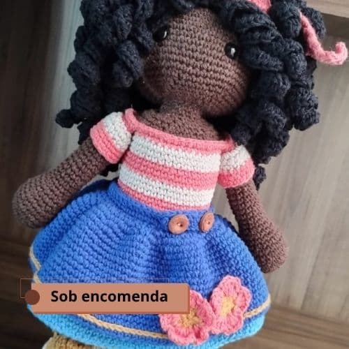 Boneca de Crochê Amigurumi Maria Flor 45 cm | Boneca Artesanal Feita à Mão