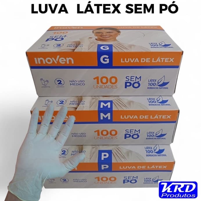 Luva Descartável Látex Inoven Sem Pó - 100 Unidades