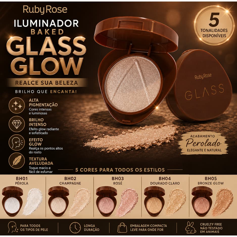 Iluminador Ruby Rose Baked Glass Glow Facial