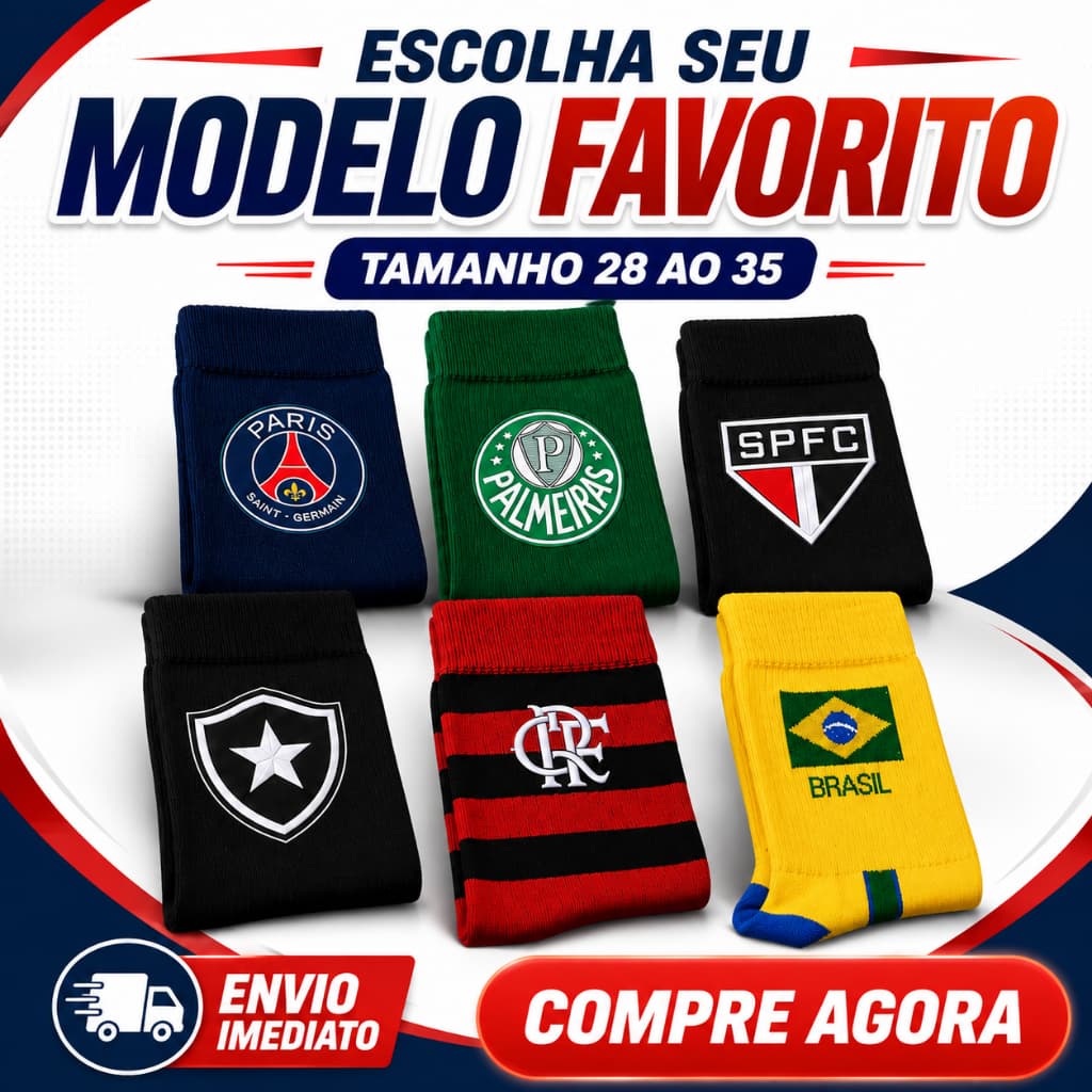 Meião Esportivo Infantil Futebol Tamanho 28 ao 35 - Envio Imediato !!!