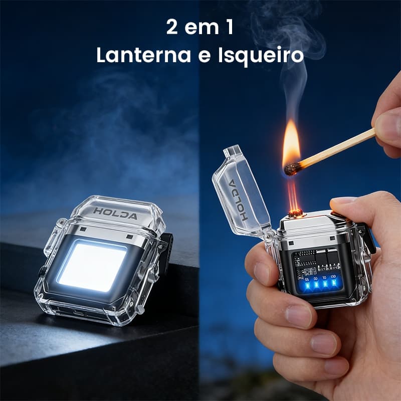 Isqueiro Lanterna 2 Em 1 USB À Prova De Vento Para Camping