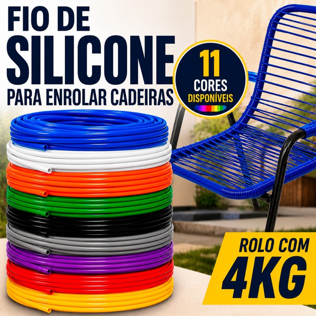 Fio de Enrolar Cadeira De Área Macarrão Espaguete Silicone Rolo 1kg / 2kg e 4kg