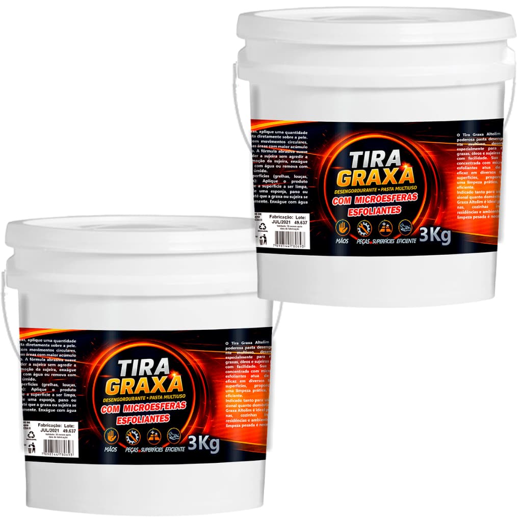 Kit 2 Pasta Lava Mãos Mecânico 3kg Desengraxante Tira Graxa Microesferas Oficina Auto Peças Indústria Manutenção Pesada