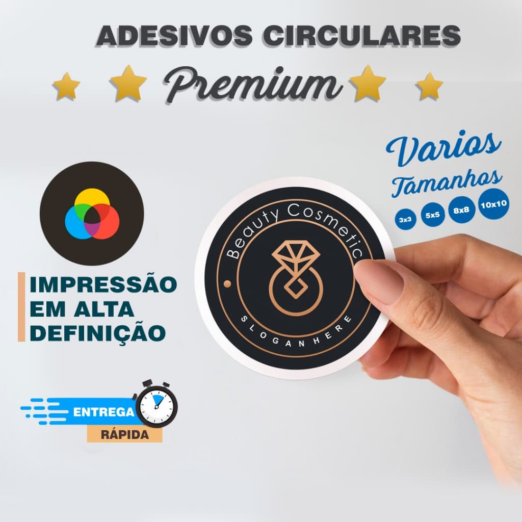 Adesivos Personalizados 50/100 Unidades Com Logo Arte Colorido Papel Fotográfico Vários Tamanhos