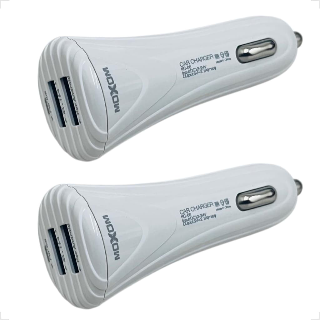 kit Com 2 Carregador Veicular Adaptador Para Carro Dupla Porta Usb 2.1 Para Celular Kc-06