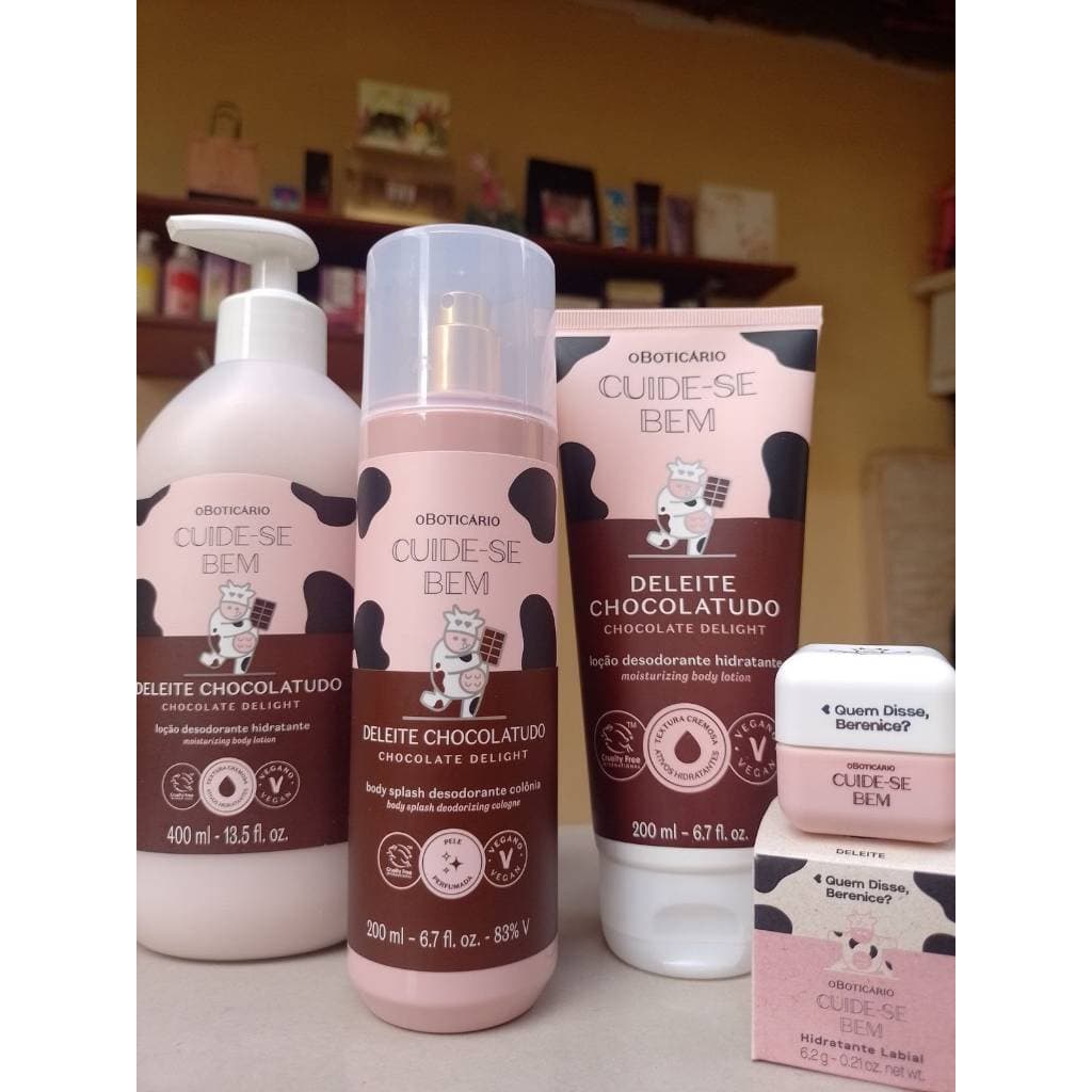 Kit 4 Cuide-Se Bem Deleite Body Spray E Loção Hidratante Corpora Puro Leite Vaquinha - Sabonete, Esfoliante e Hidrante C