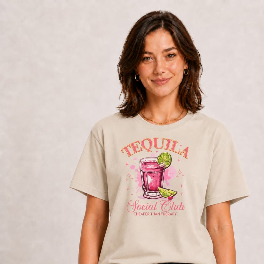 Camiseta T-Shirt Feminina Estampada Tequila, 100% Algodão.