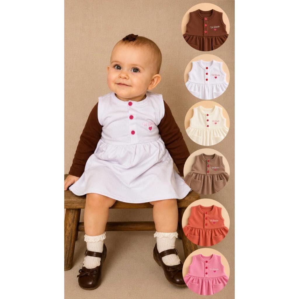 Kit 2 Vestidos Infantil Bebê Moletinho P ao 3