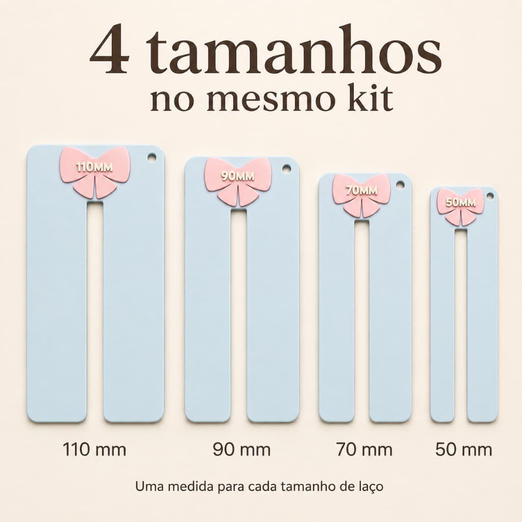 Kit 4 Gabaritos Fazedor de Laços Moldes 50 70 90 e 110mm Ferramenta para Artesanato e Fitas