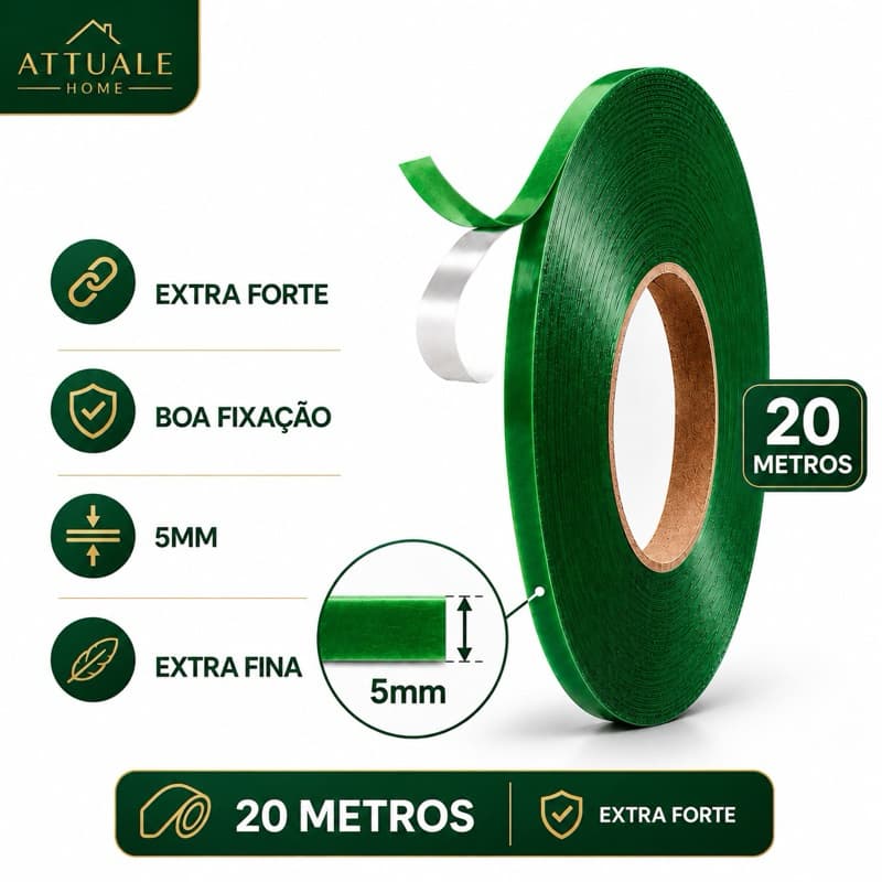 Fita Dupla Face Extra Forte  5mm X 20M Pronta Entrega