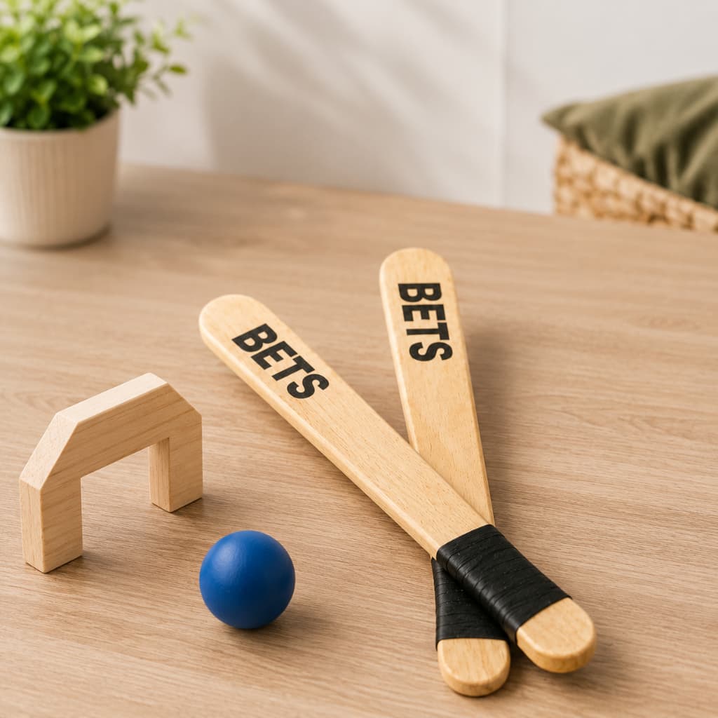 Kit Jogo Bets 2 Tacos de Madeira com Bolinha e Casinha Brinquedo Tradicional Esporte Lazer Infantil