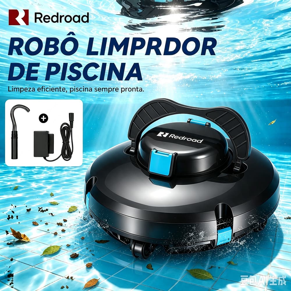Aspirador de piscina sem fio Redroad S1: autonomia prolongada de 130 minutos, limpa piscinas de até 1100 m²