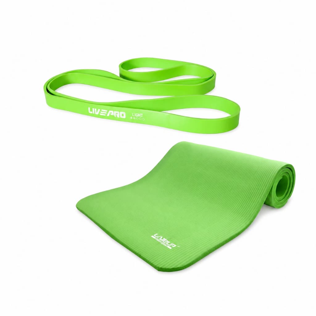 Kit Super Band Pro Faixa Elástica 2.1 Nível Leve + Colchonete Exercícios Liveup