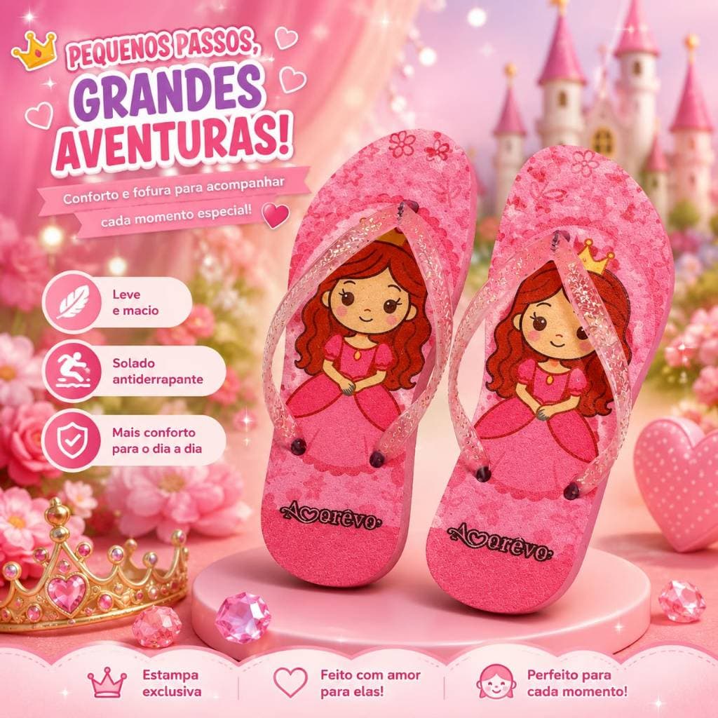 Chinelo Infantil Menina 25 ao 32 Feminino Macio Confortável Varias Cores