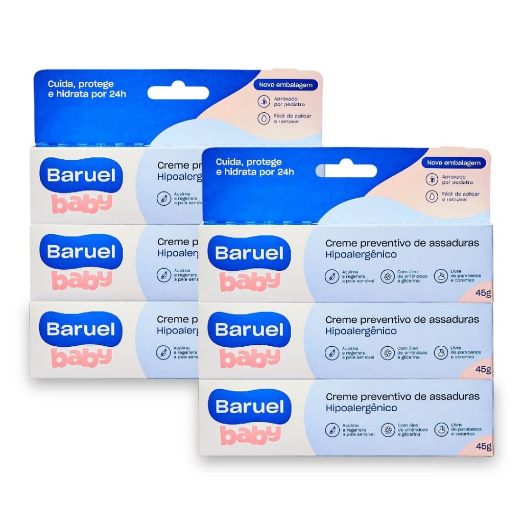 Kit 6un Pomadas / Creme Preventivo de Assaduras Baruel Baby 45 g cada