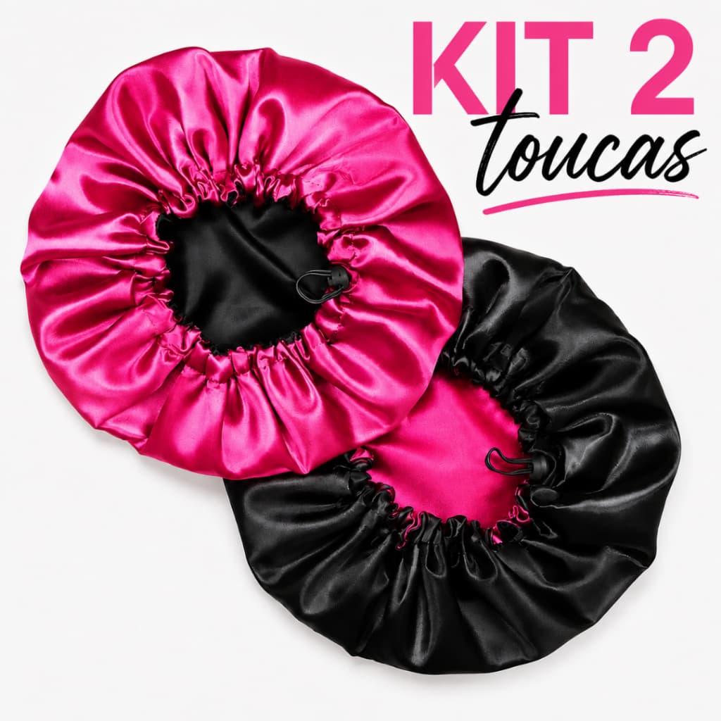 Kit 2 Touca de Cetim Dupla Face Regulável Anti Frizz para Dormir – Touca de Cetim para Cabelos, Proteção Capilar