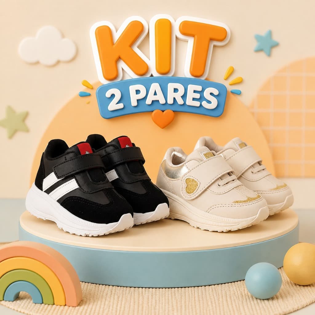 Kit 2 Tênis Infantil Casual Menino Menina Economia e Variedade