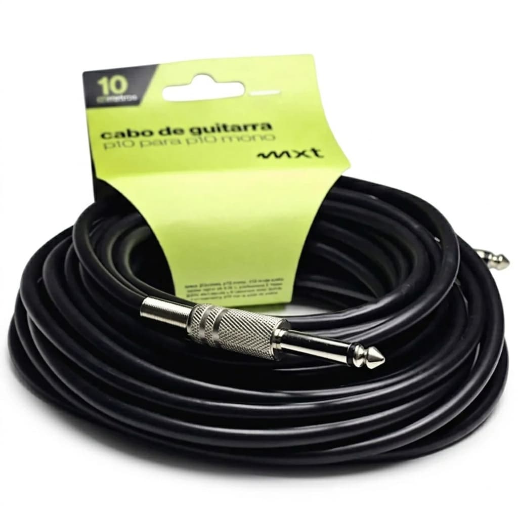 Cabo P10 P10 Mono Guitarra Violão Baixo Cavaquinho Caixa Som Amplificador 10m Metros