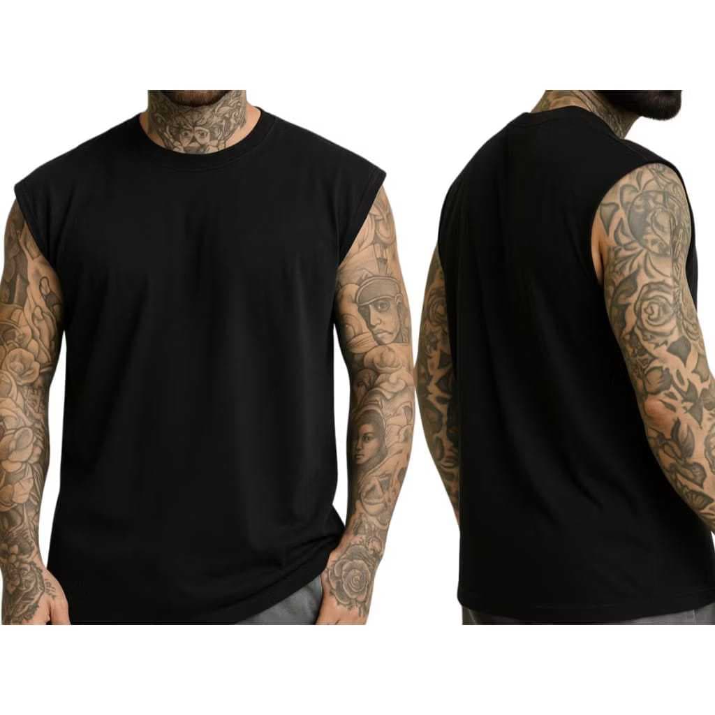 Camiseta Regata Masculina Lisa Em Algodão Com Gola Redonda Camisa Oversized