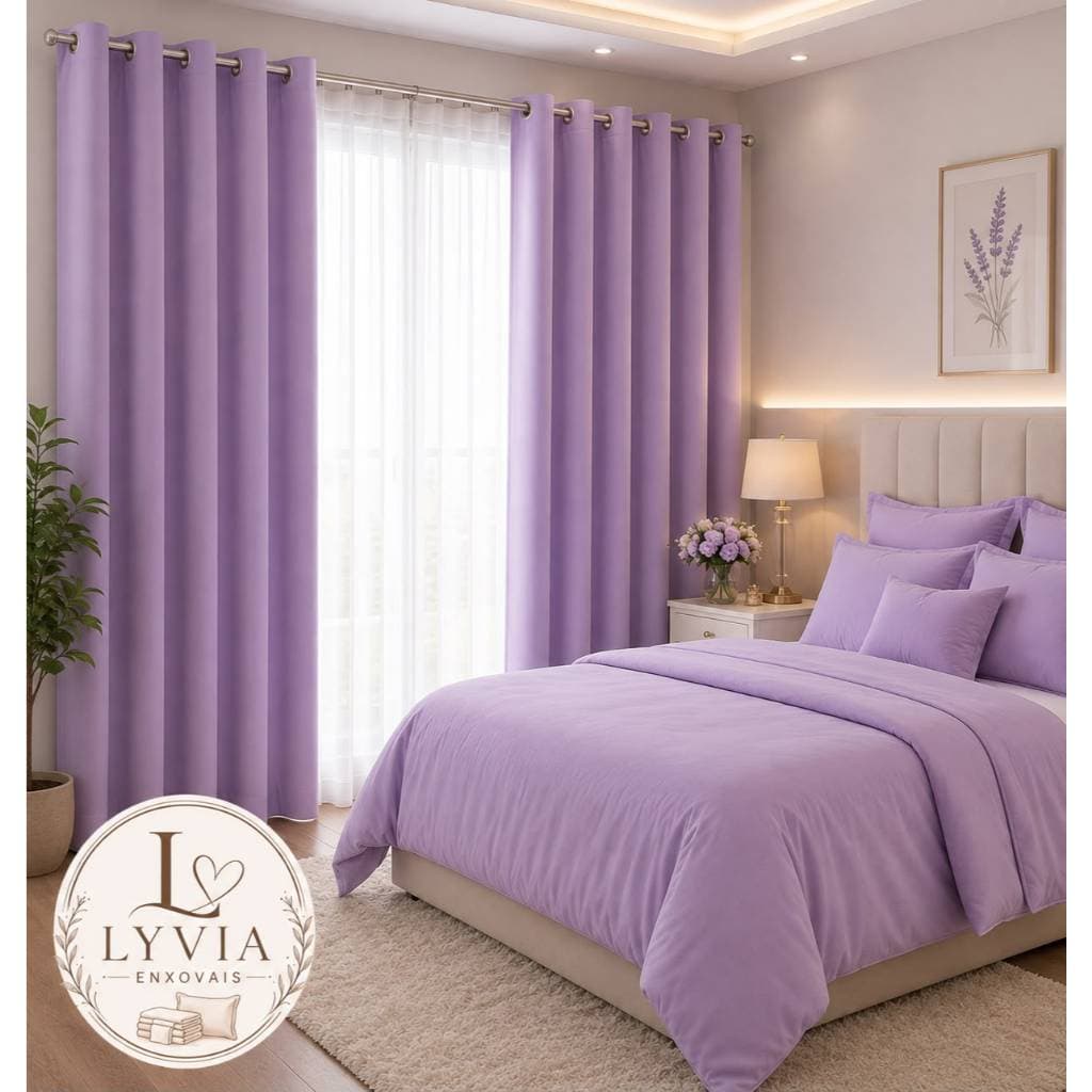 Cortina Roma Cor Lilas 3.00m x 2.20m Para Sala e Quarto