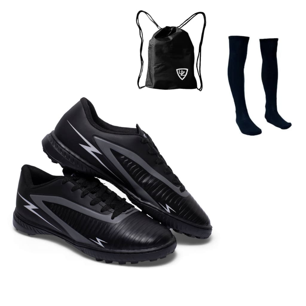 Chuteira Futebol Society Striker Lançamento Uzze Sport + Meião + Mochila Saco