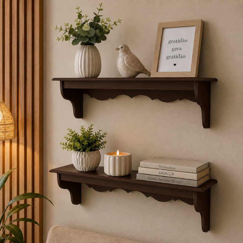 Kit Prateleiras Decorativas Em MDF Vintage