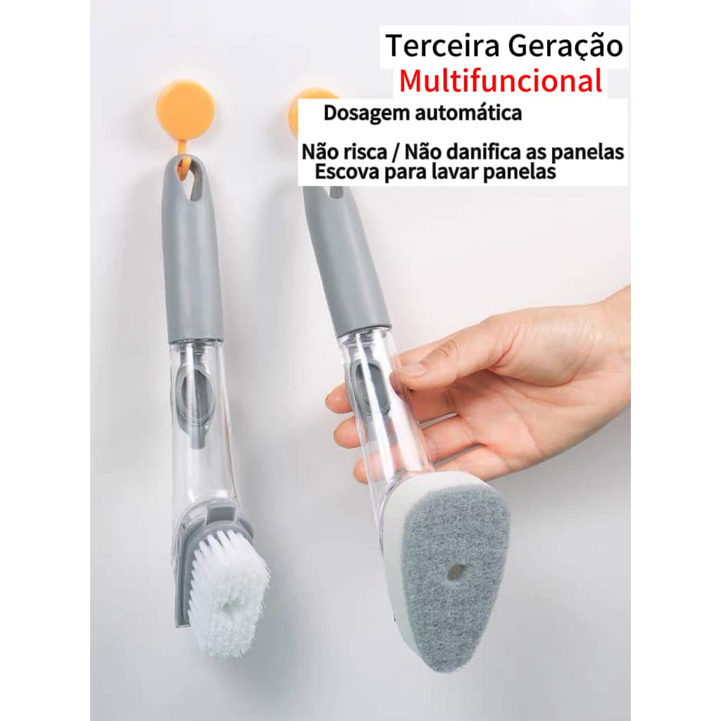 Escova Multifuncional para Louça com Reservatório de Detergente, Limpador de Panelas Automático